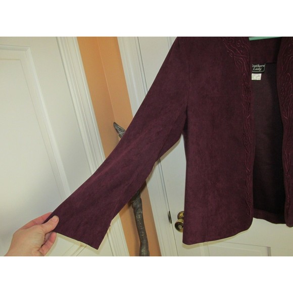 Southern Lady Women's Purple Embroidered Long Sleeve Open Blazer Size 14 - Picture 4 of 8